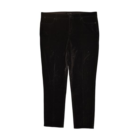 TALBOTS $89 Black Glitter Flawless Five Pocket Slim Ankle Corduroy Pant Size 12 - Picture 1 of 4